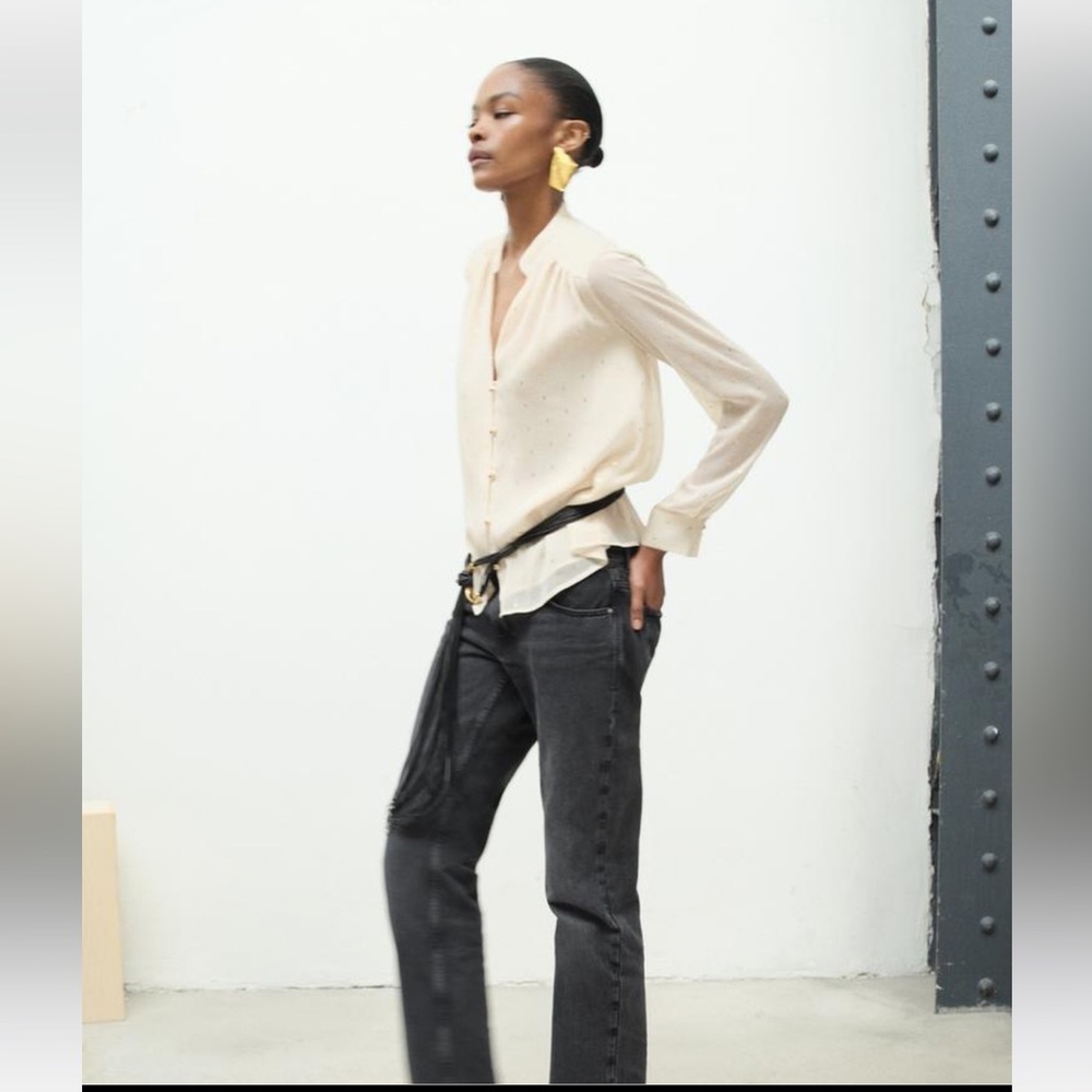 New Cream Blouse with Gold Accents